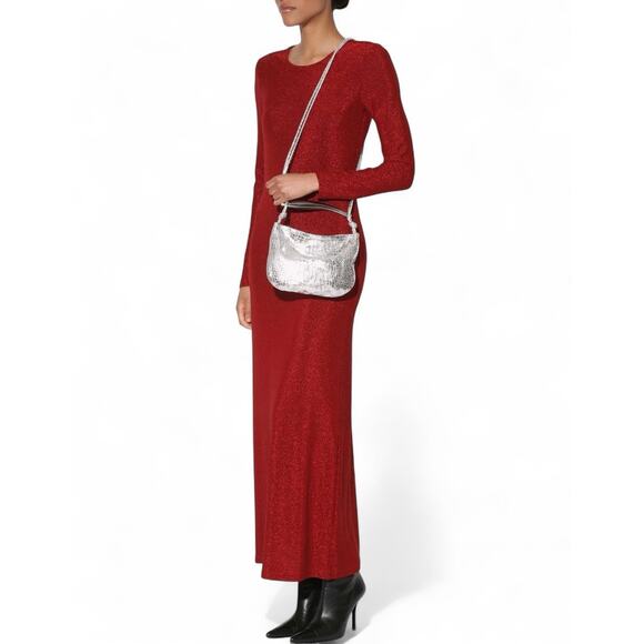 Walter Baker Hazel Mini Hobo in Platinum Croc Embossed (W9123) - Picture 2 of 4